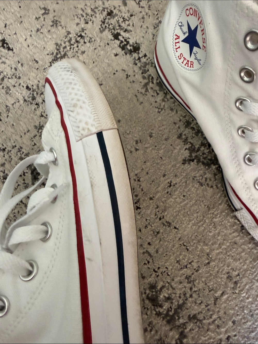 Women's White High-Top Canvas Sneakers with Red Trim - Picture 4 of 8